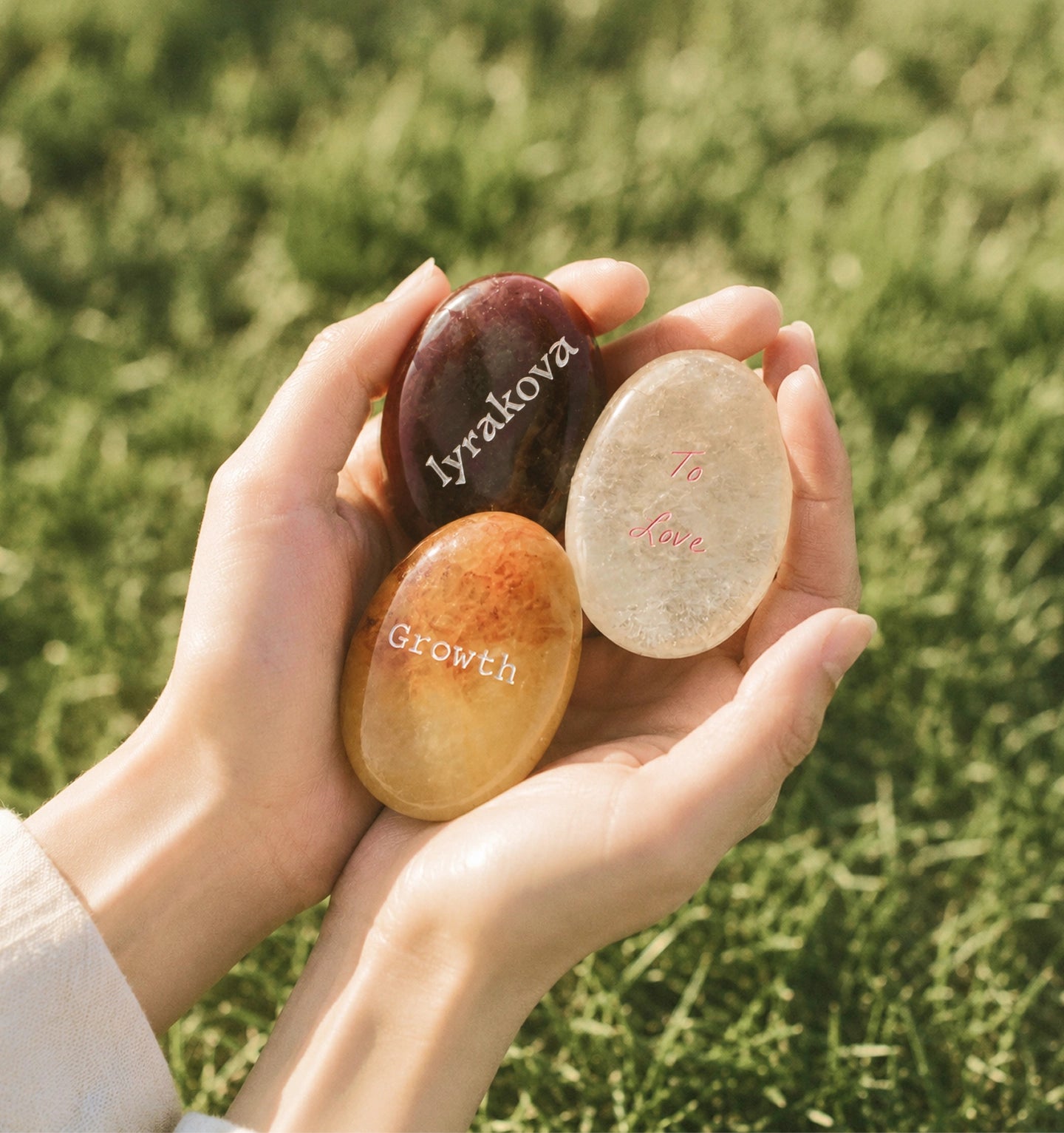 Custom engraved palm stones