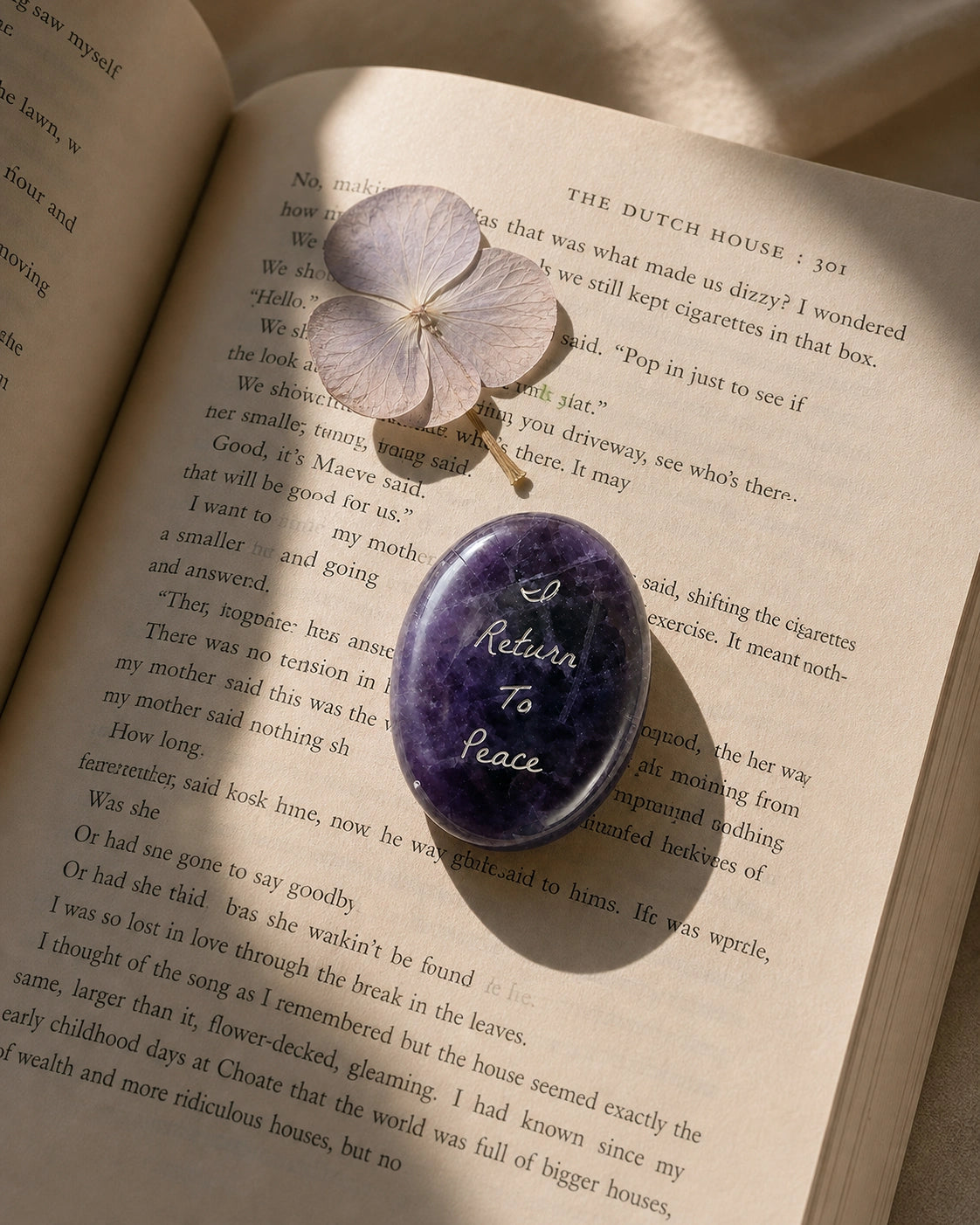 Amethyst engraved with Return To Peace