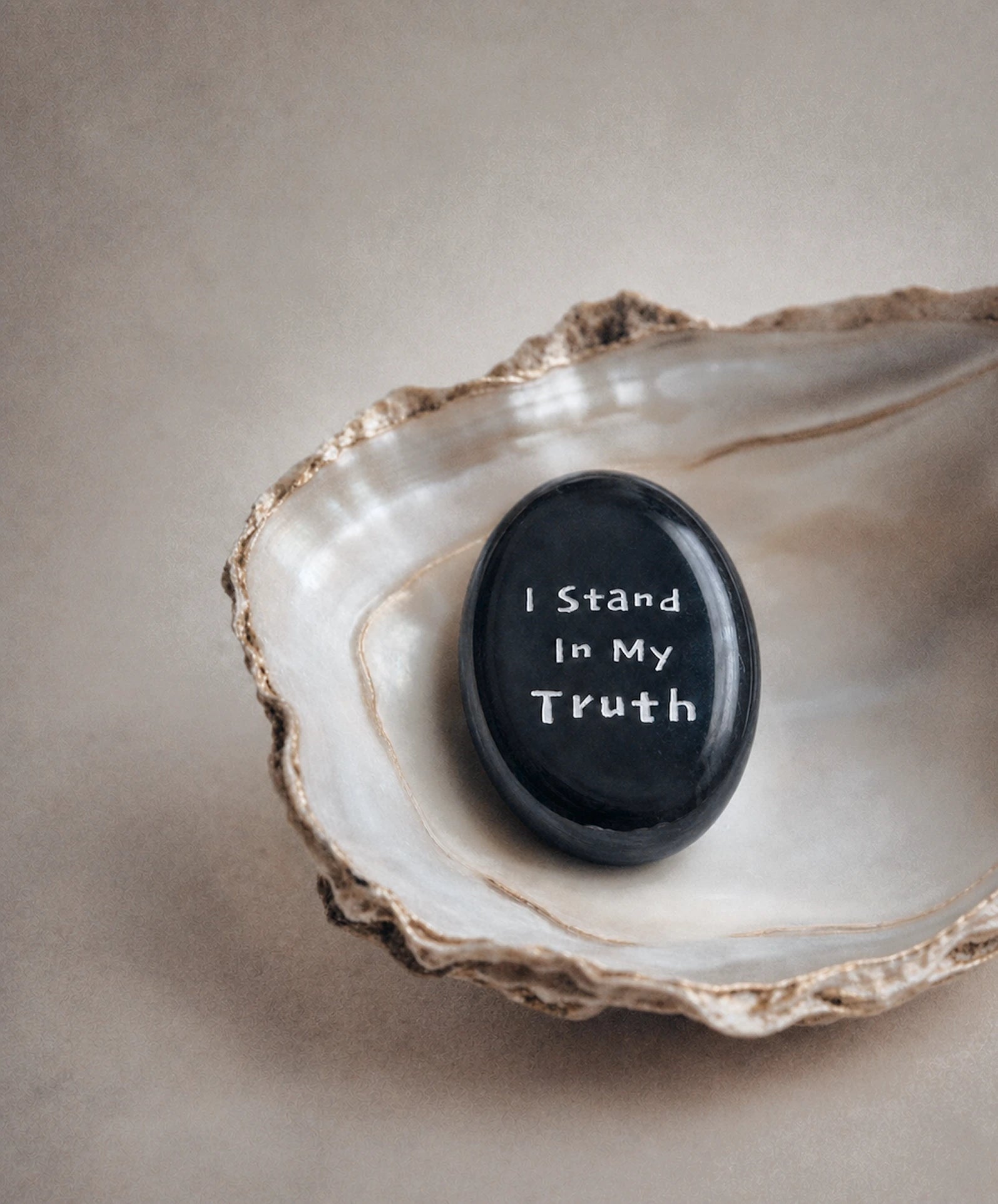 Silver Sheen Obsidian engraved with I Stand In My Truth